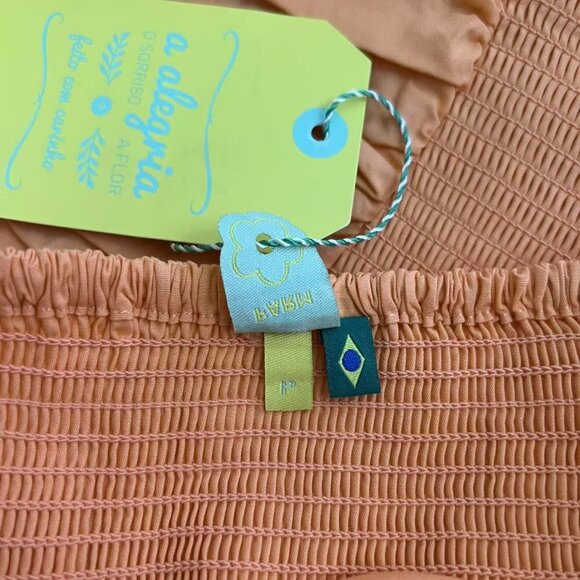 NWT Farm Rio Gathered Drop Waist Maxi Dress Size S Orange Cotton - Picture 10 of 15